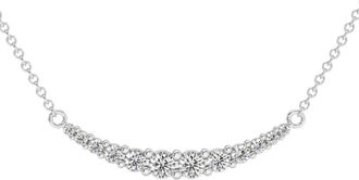 Pompeii3 1/2Ct TW Diamond Graduated Bar Necklace 14k Gold Lab Grown Pendant 28mm