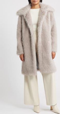 Bernardo Long Faux Fur Coat in Light Grey Mix at Nordstrom Rack, Size X-Small
