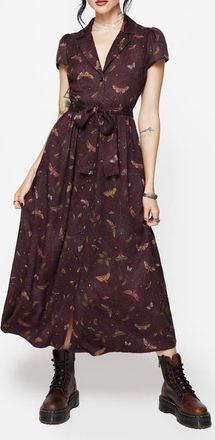 Disturbia Celia Moth Printed Shirt Dress in Dark Red at Nordstrom, Size 4