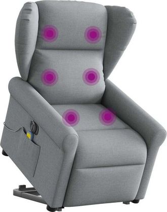 vidaXL Vidaxl - Sill&oacute;n De Masaje El&eacute;ctrico Reclinable Elevable Tela Gris Claro
