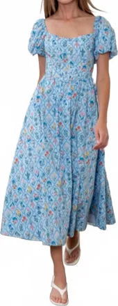 Moon River Rosie Midi Dress In Blue Multi