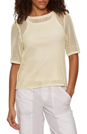 Sanctuary Open Stitch Short Sleeve Sweater in Lemon Drop Yellow at Nordstrom, Size X-Small