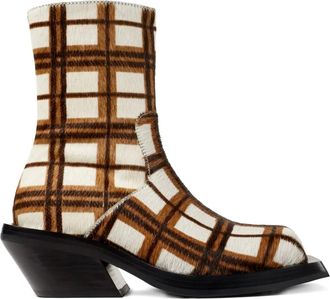 Camperlab Quetal checked ankle boots - unisex - Smooth Leather/Calf Hair/Rubber - 45 - White