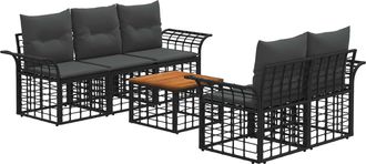 vidaXL Conjunto De Sof&aacute;s De Exterior 6 Uds. Negro Y Gris Oscuro Vidaxl