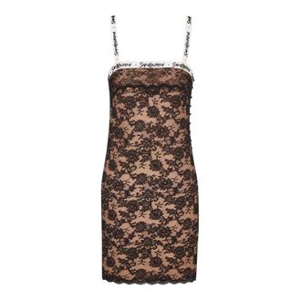 Saint Laurent Kleedjes, Dames, Veelkleurig, M, Lace Slip Dress