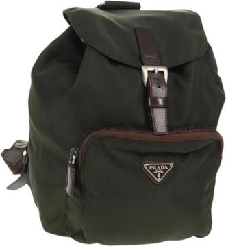 Prada Pre-owned Vintage Rugzak - Dames - Vintage Rugzakken - Groen - ONE Size - Nylon - Vintage