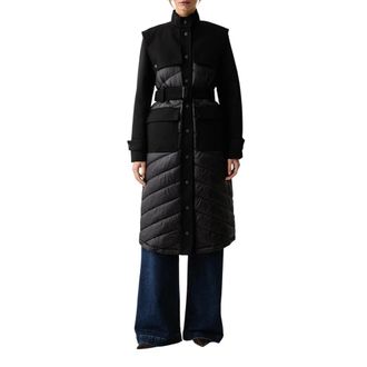 Patrizia Pepe Abrigo de nailon acolchado con detalles de lana - Coats - Mujer - Negro - M