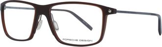 Porsche Design Glasses, male, Brown, Size: ONE SIZE Brown Trapezium Optical Frames with Case