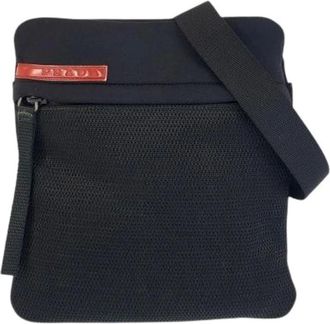 Prada Pre-owned Cross Body Bags, female, Black, Size: ONE SIZE Pre-owned Sports Neoprene Mesh Shoulder Bag