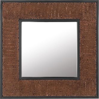 Beliani Beliani - Espejo De Pared Decorativo Madera Oscura Teca 60 X 60 Cm Estilo R&uacute;stico Boise