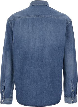Saint Laurent Mens Long Sleeve Denim Shirt Blue Textile