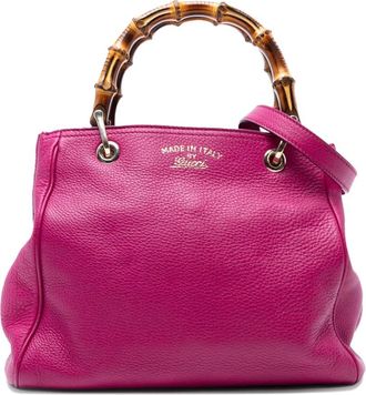 Gucci Borsa shopper piccola in pelle di vitello e bambù 2016-2025 - Rosa