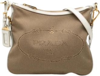 Prada Pre-owned Cross Body Bags, female, Beige, Size: ONE SIZE Pre-owned Vintage Canvas Cross Body Bag