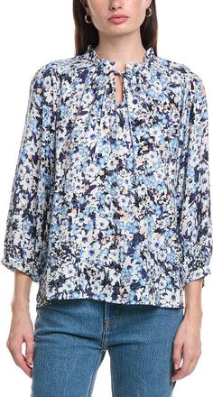 Vince Camuto Raglan Peasant Split Neck Blouse