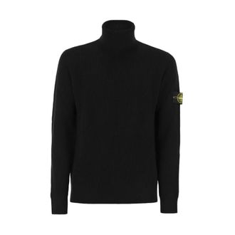 Stone Island Gebreide trui met coltrui - Heren - Coltruien - Zwart - XL - Wol - Truien & Vesten
