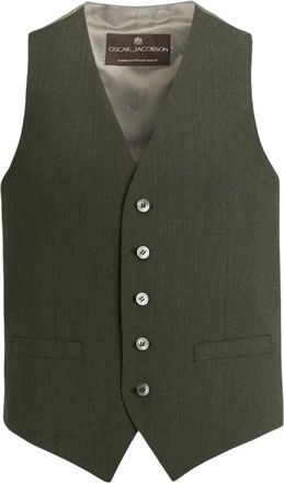 Oscar Jacobson Groene Wollen Vest Regular Fit - Heren - Gillet - Groen - 2XL - Wol - Kostuums