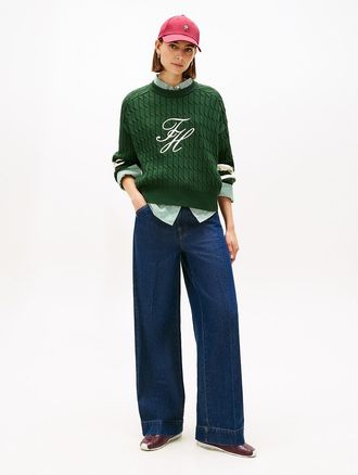 Tommy Hilfiger Womens High-Rise Wide Leg Trouser Jean - Blue - 10