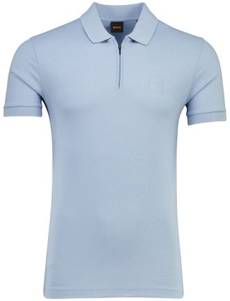 HUGO BOSS Poloshirt BOSS Orange lichtblauw rits normale fit pique