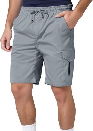 Generic Mens Shorts Lightweight Stretch Casual Quick Dry Cargo Shorts Drawstring Elastic Waisted Pockets Loose Hiking Gym Pants Grey M