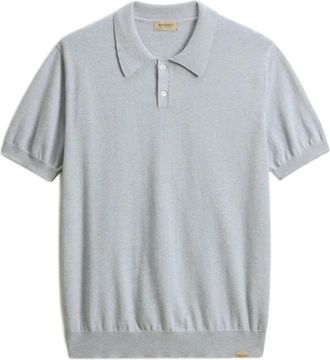 Woolrich Gebreide Polo - Heren - Polos - Blauw - S - Katoen - Tops