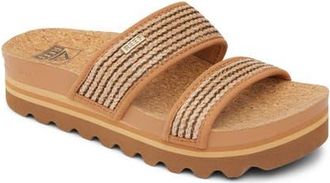 Reef Cushion Vista Hi Slide Sandal in Chocolate Raffia at Nordstrom, Size 5