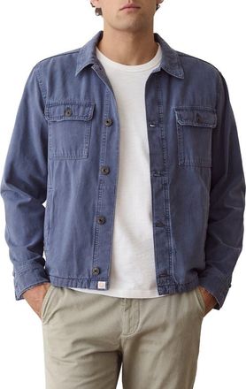 Marine Layer Patrick Cotton Overshirt in French Blue at Nordstrom, Size Xx-Large