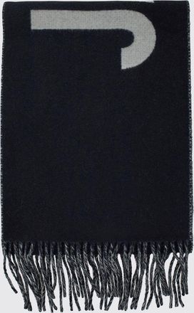 Jacquemus Sciarpa in cotone con logo jacquard a contrasto e bordi sfrangiati