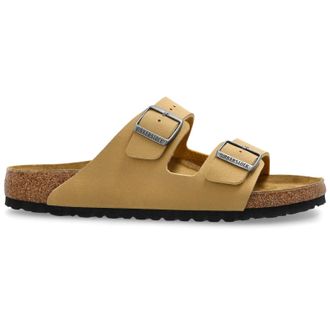 Birkenstock Arizona BS Birko-Flor Birkibuc Unisex Slides Sandals - Latte Cream - Size:UK 5.5