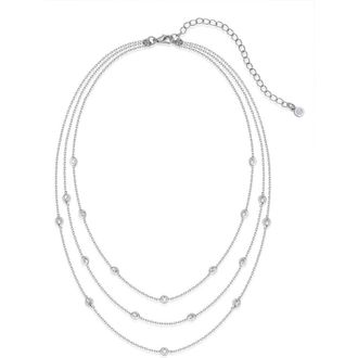 Ettika Crystal Station Layered Necklace in Silver at Nordstrom