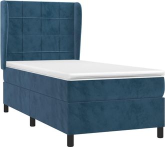 vidaXL Cama Box Spring Con Colch&oacute;n Terciopelo Azul Oscuro 90x200 Cm Vidaxl