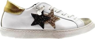 2Star Witte Lage Top Leren Sneakers - Dames - Sneakers - Wit - 35 EU - Leer - Schoenen