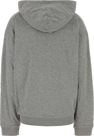 Miu Miu Womens Logo-Patch Cotton Sweatshirt Gray Sweater
