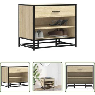 vidaXL Scarpiera - Panca Portaoggetti Rovere Sonoma Legno Multistrato e Metallo