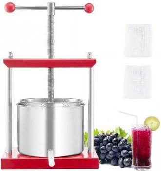 OEM Prensa De Vino De Frutas 6 L, 2 Barriles De Acero Inoxidable, Para Sidra, Manzana, Uva, Tintura, Aceite De Oliva, Con Mango En T Para Cocina Al Aire L