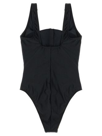 Goldbergh Square-Neck Zip Front One-Piece Swimsuit - Black