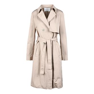 Fabiana Filippi Belted Coats, female, Beige, M, Double-breasted trench coat in cotton-polyester blend