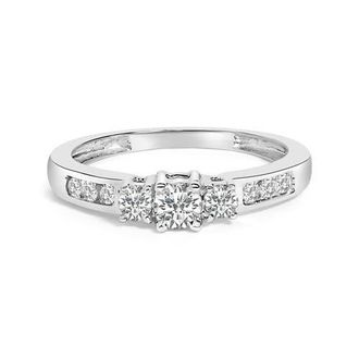 House of Brilliance 10K Gold 1/2 Ctw Diamond Three Stone Ring in White Gold at Nordstrom, Size 7