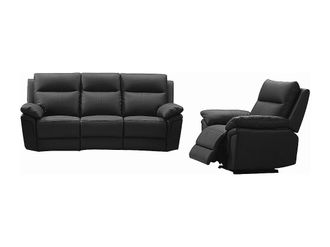 Vente-Unique Sof&aacute; de 3+1 plazas relax de piel de b&uacute;falo PAKITA - Negro