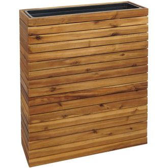 Hhg Jardinera Hhg 579, Maceta Elevada, Maceta Cuadrada 77 X 63 X 23 Cm, Para Exterior, Madera De Acacia, Certificada Mvg, Marr&oacute;n