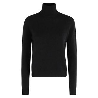 Roberto Collina Truien & Vesten, Dames, Zwart, L, Beige Hoge Hals Lange Mouw Sweater