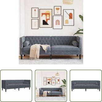 vidaXL Divano a 3 posti - Divano Chesterfield con Rinforzi 3 Posti Grigio Scuro Velluto