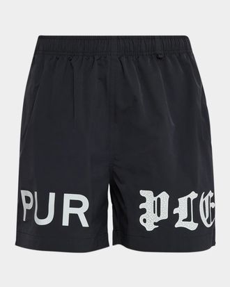 Purple Men & apos;s All Round Split-Logo Swim Trunks