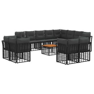 vidaXL Conjunto De Sof&aacute;s De Exterior 13 Pcs Negro Y Gris Oscuro Vidaxl