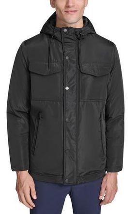 Kenneth Cole Hooded Utility Pocket Jacket in Black at Nordstrom Rack, Size Xx-Large
