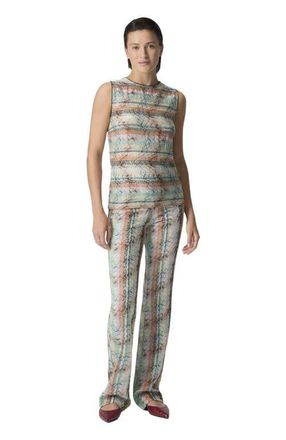 Missoni Multi-technique Mixed Viscose Lam&eacute; Sleeveless Top in Green& Brown at Nordstrom, Size 44 It
