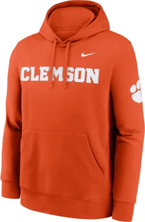 Nike Clemson Sideline Club Nike Mens College Pullover Hoodie in Orange | MKDK89MCLN-TVV