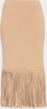 Cara Cara Delphi Knit Fringe Merino Wool Midi Skirt