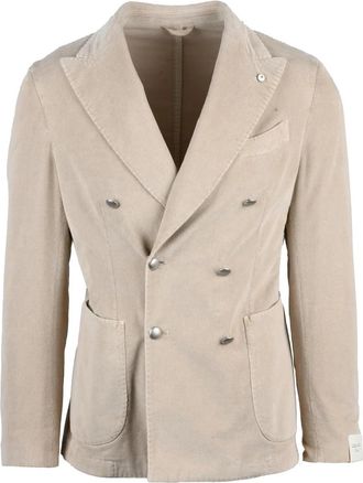L.B.M. 1911 Double-Breasted Velvet Jacket with Silver-Tone Buttons and Patch Pockets