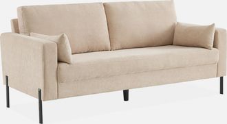 Sweeek Sweeek - Sof&aacute; De Pana Con Patas De Metal De 3 Plazas, Bjorn, Beige, 180x79x69 Cm
