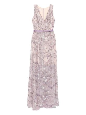 Saiid Kobeisy embroidered maxi dress - women - Polyester - 42 - Purple